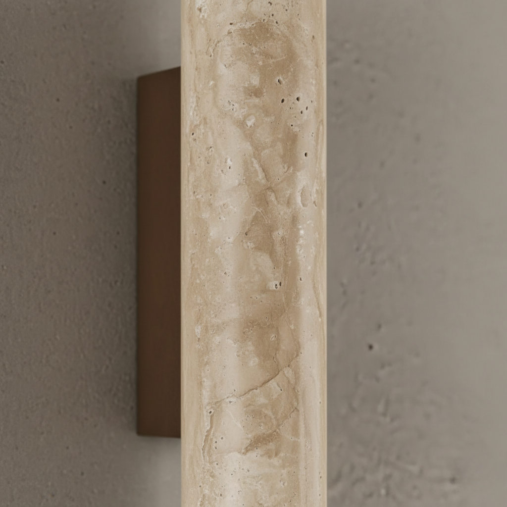 Aplique de Pared de Travertino Elegante - Iluminación Moderna Arriba/Abajo para Decoración Arquitectónica
