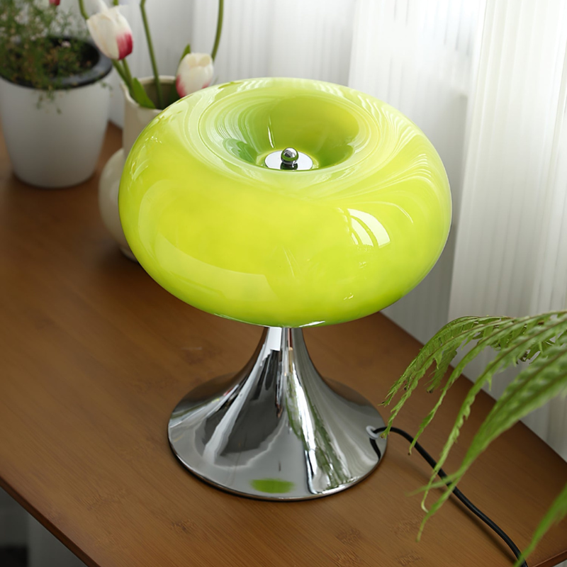 LumiJoy – Lámpara de mesa con estructura de metal y vidrio e LED integrado