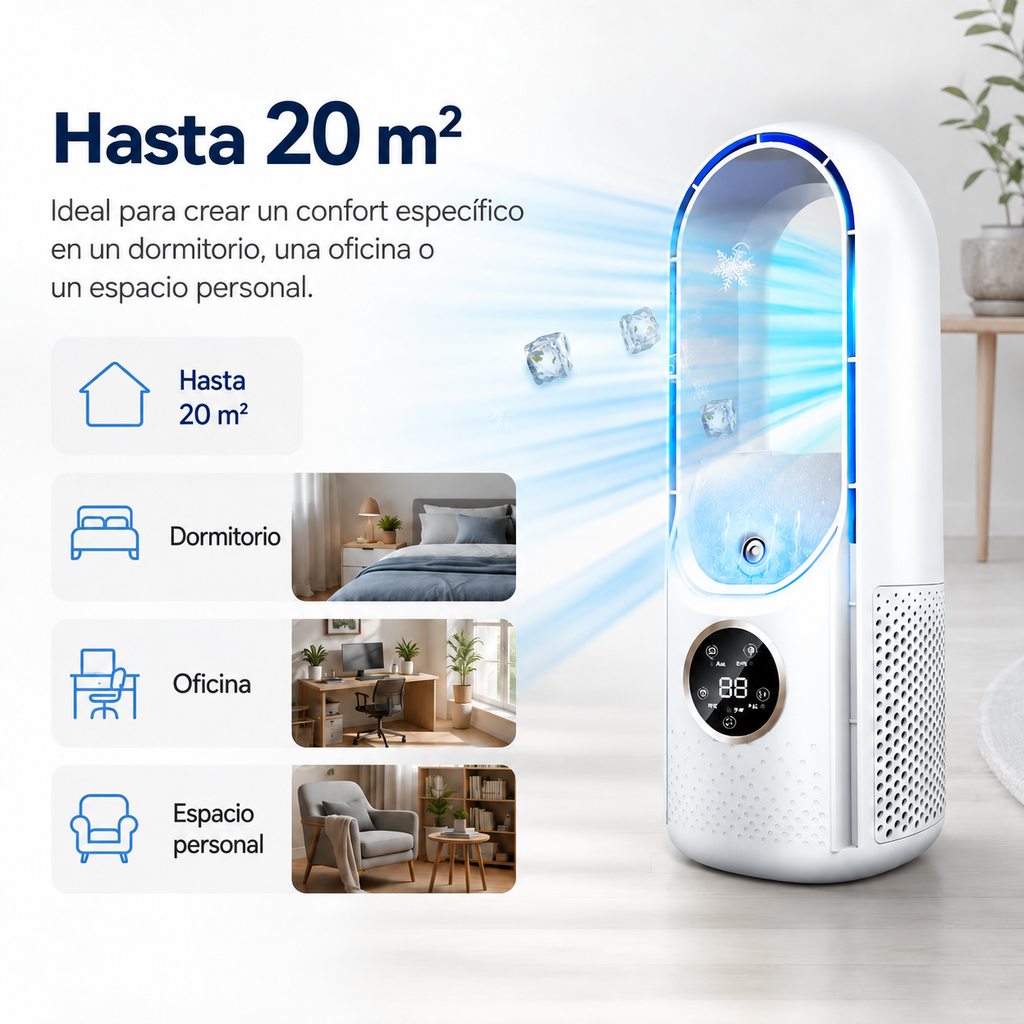 Refrigerador de aire portátil – Alimentación por USB – 6 velocidades – Para el hogar, la oficina y los viajes