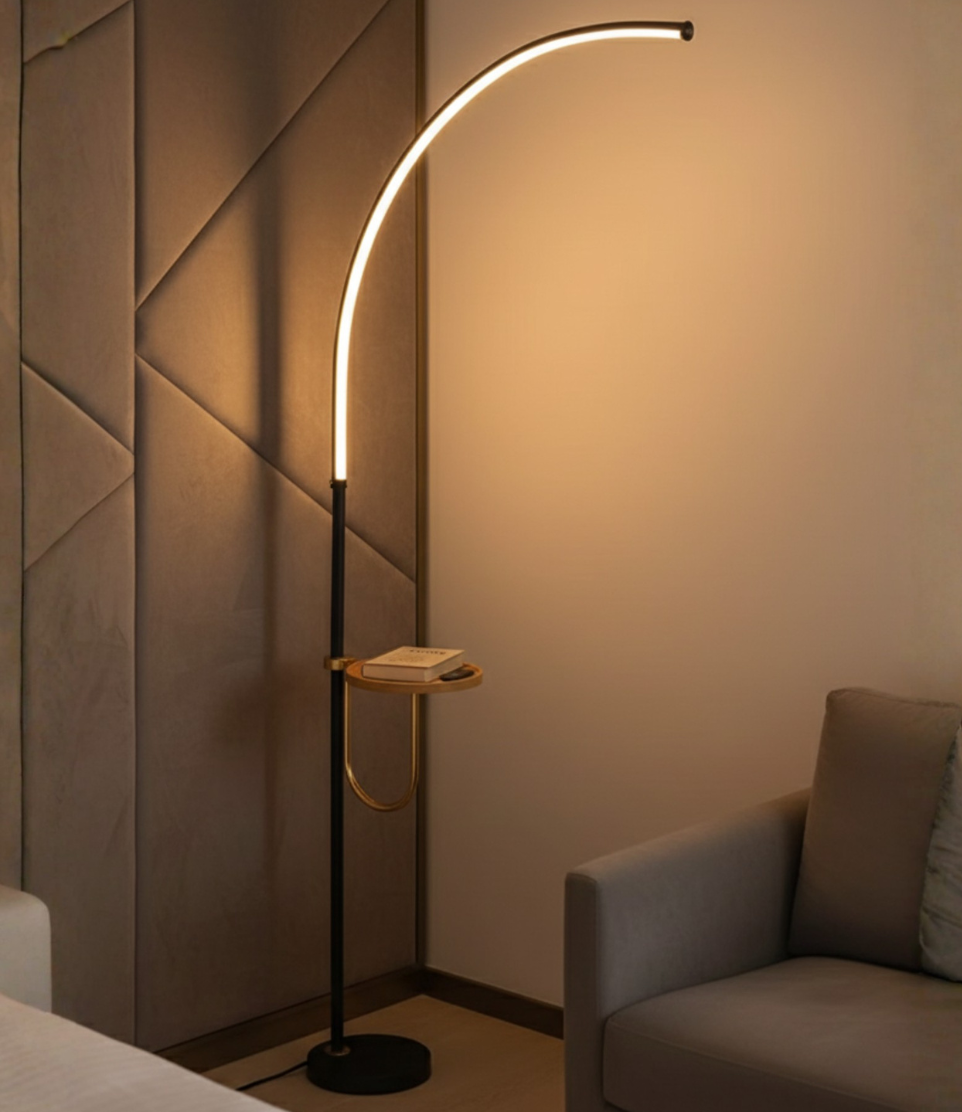 Lámpara de Pie Valeris Arc  | Lámpara de Pie LED Minimalista Moderna para Sala de Estar o Mesita de Noche