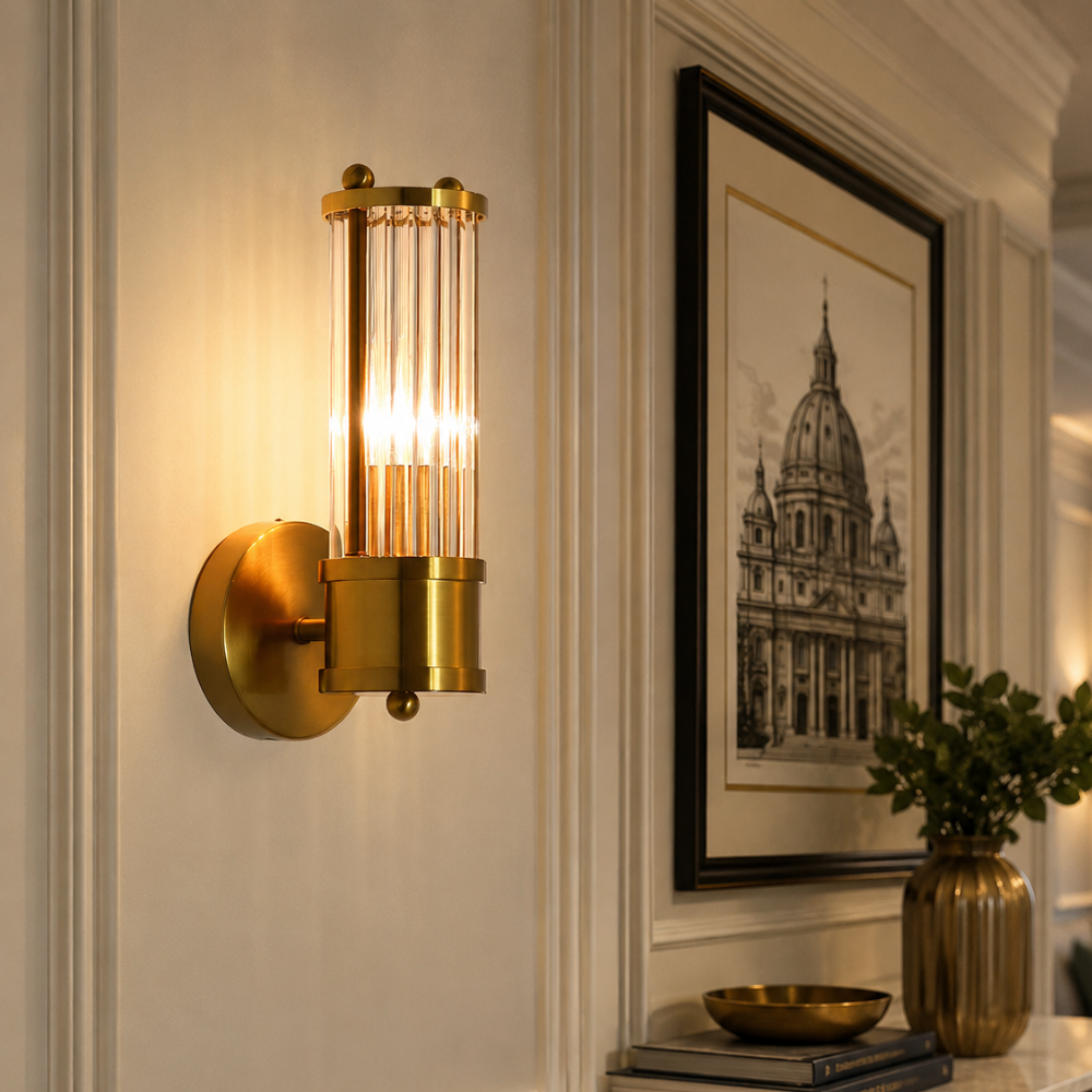 Luz de Pared de Baño Elegante en Oro - Aplique LED Moderno para Decoración de Baños Chic