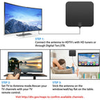 Antena HDTV Amplificada Digital Interior de 300 Millas con Refuerzo de Señal