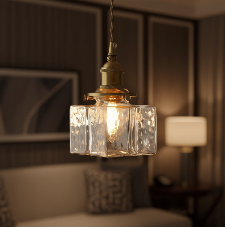 Colección Savoy | Lámpara Colgante de Vidrio con Acabado Texturizado, Estilo Vintage para Iluminación de Cocina