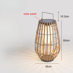 Lámpara de Suelo Solar de Rattan para Exteriores | Decoración de Iluminación para Patio y Jardín a Mano