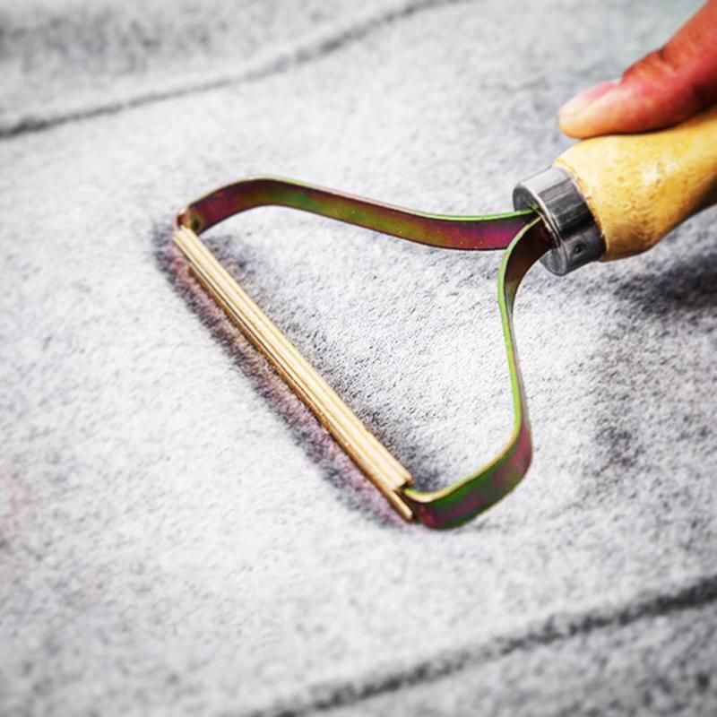 Removedor de Pelusas Manual | Cabezal de Precisión de Cobre | Mango de Madera Natural | Afeitadora Textil Sin Batería para Cachemira, Lana y Muebles Tapizados | Extractor de Pilling
