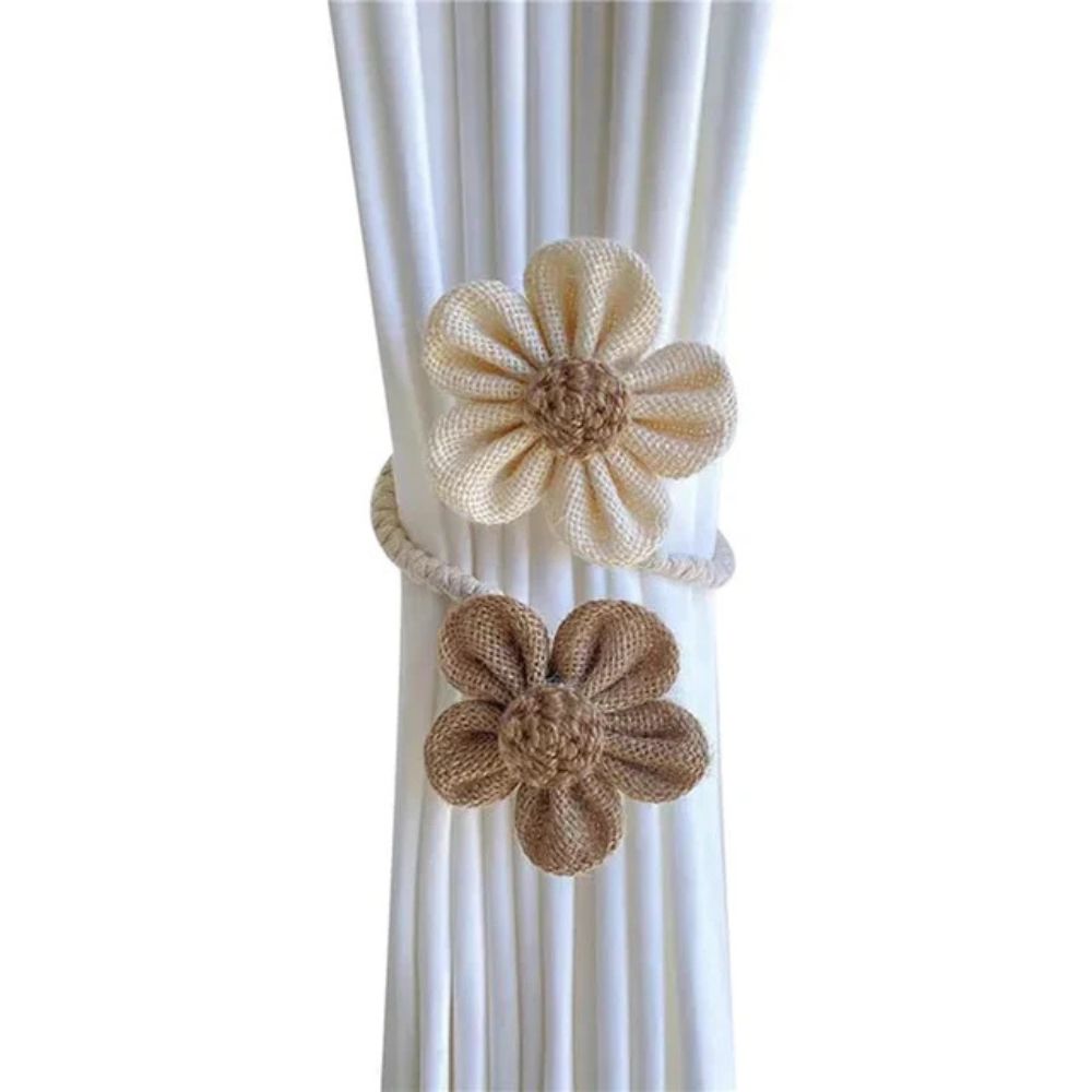 Cinta de Cortina de Cáñamo Floral | Set de 2 Piezas