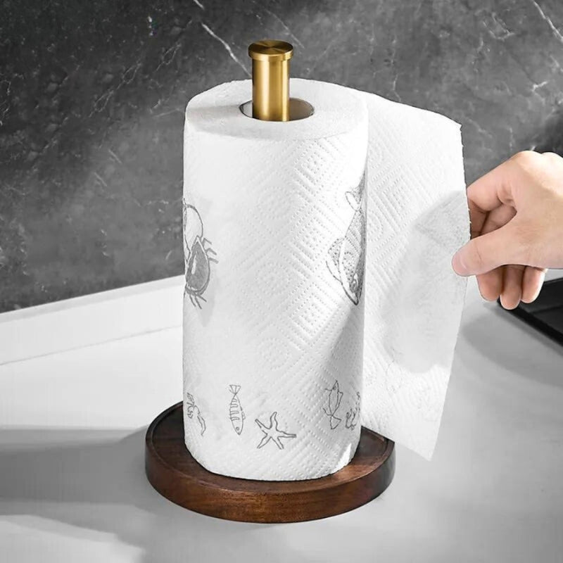 WalnutCraft – Soporte de Papel de Nuez Hecho a Mano con Acero Inoxidable