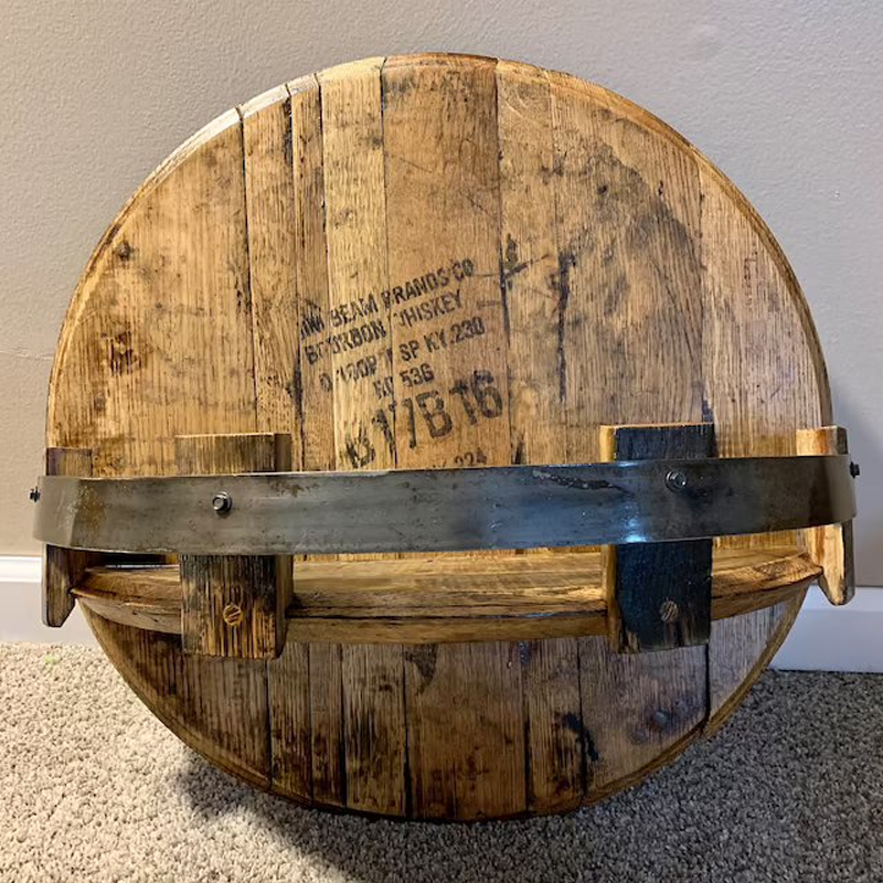 Estante de Pared de Barril de Whisky | Diseño de Madera Maciza Rústica | Redondo