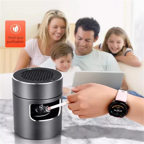 Kalsten | Cenicero Inteligente Sin Humo Potente Ion Negativo Filtro Hepa USB