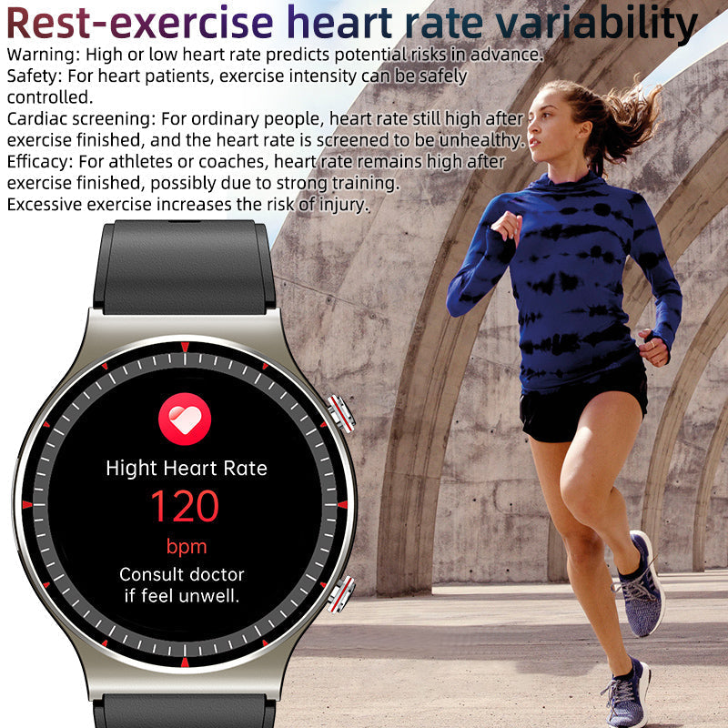 Reloj inteligente médico EKG | Certificado CFDA | Biosensor de alta precisión 512Hz | Monitoreo de SpO2 y frecuencia cardíaca | Análisis de respiración basado en IA | IP67 a prueba de agua