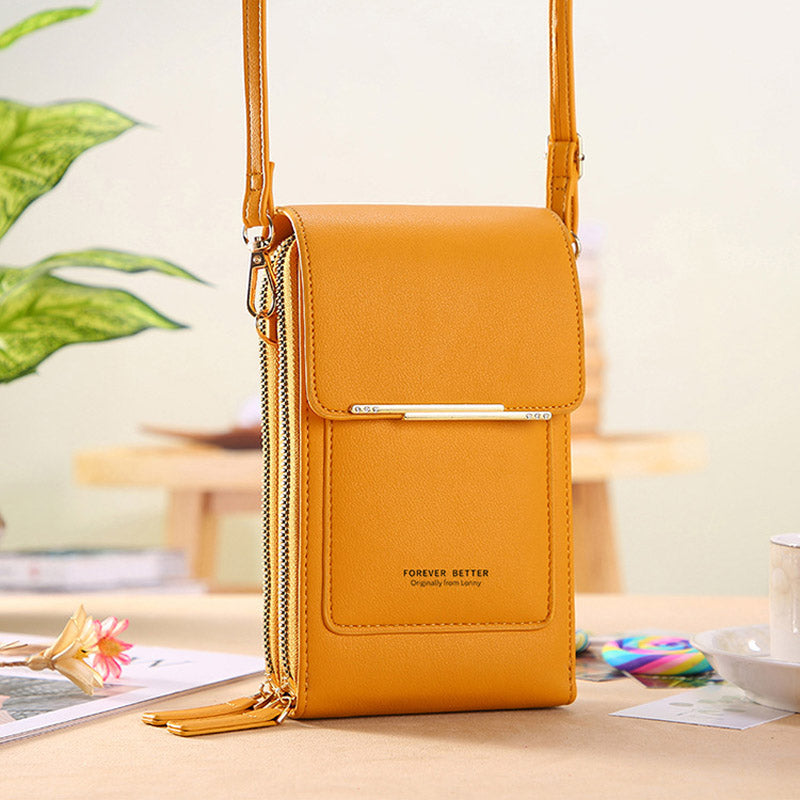 Bolso de cuero anti-robo con pantalla táctil