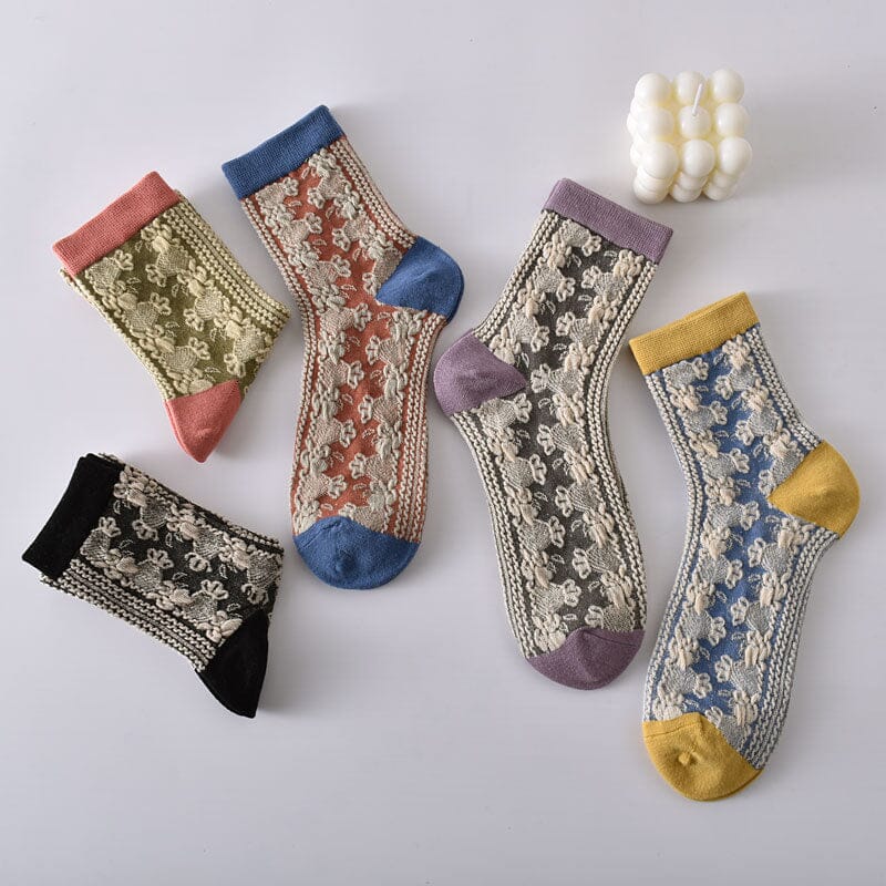 Calcetines de Algodón Florales para Mujeres (10 Pares)