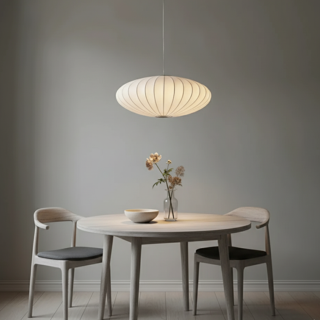 Candelabro de Seda Japandi - Luz Colgante Moderna para Comedores Elegantes
