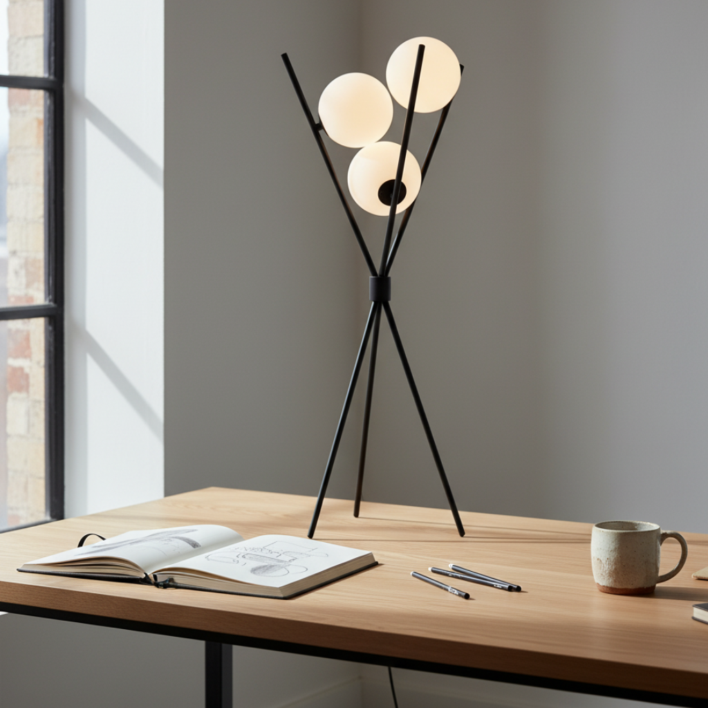 Linea Orbital | Lámpara de Mesa y Suelo LED Regulable con Diseño de Luna