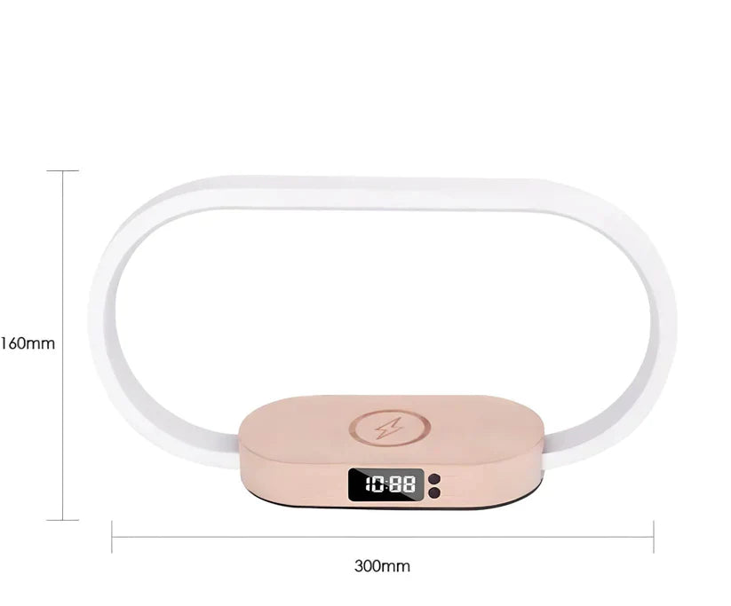 LuminaTech – Lámpara elegante con carga inalámbrica y reloj incorporado