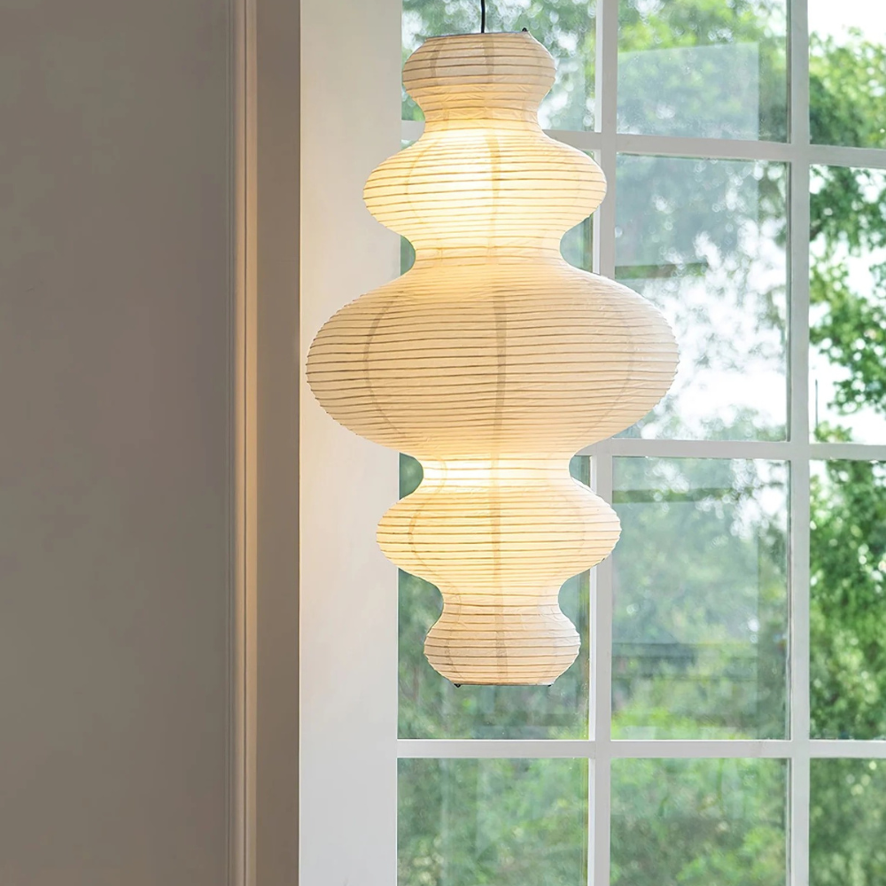 Lámpara Colgante Akari Juni - Hecha a Mano en Papel de Arroz para Iluminación de Cocina