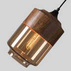 Lámpara de Techo Escandinava NordLuna - F fixture de Luz de Madera con Vidrio Tinteado, Altura Ajustable para Comedores y Espacios Habitables