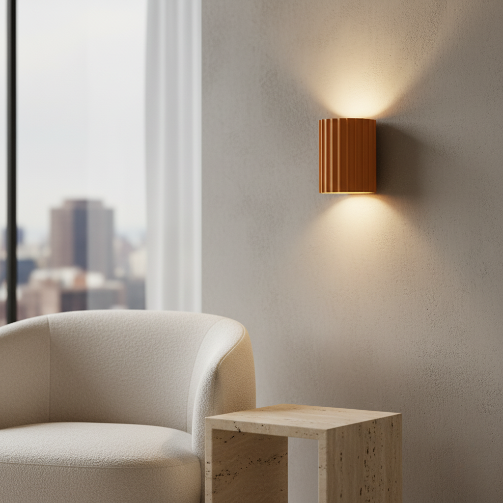 Luz de Pared Escultural Estriada Stria - Aplique Moderno de Resina para Iluminación Ambiental