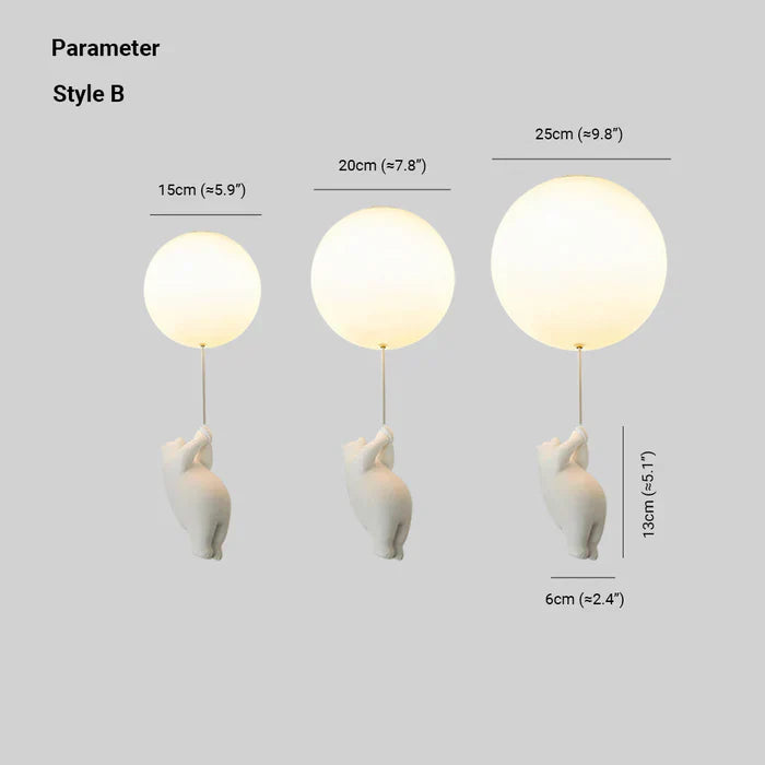 Lámpara de Techo Infantil | Diseño de Oso y Globo | CloudBear | Diseño Juguetón y Único | Iluminación LED | Plástico y Metal de Alta Calidad | Para Habitaciones Infantiles | 40 cm de Diámetro