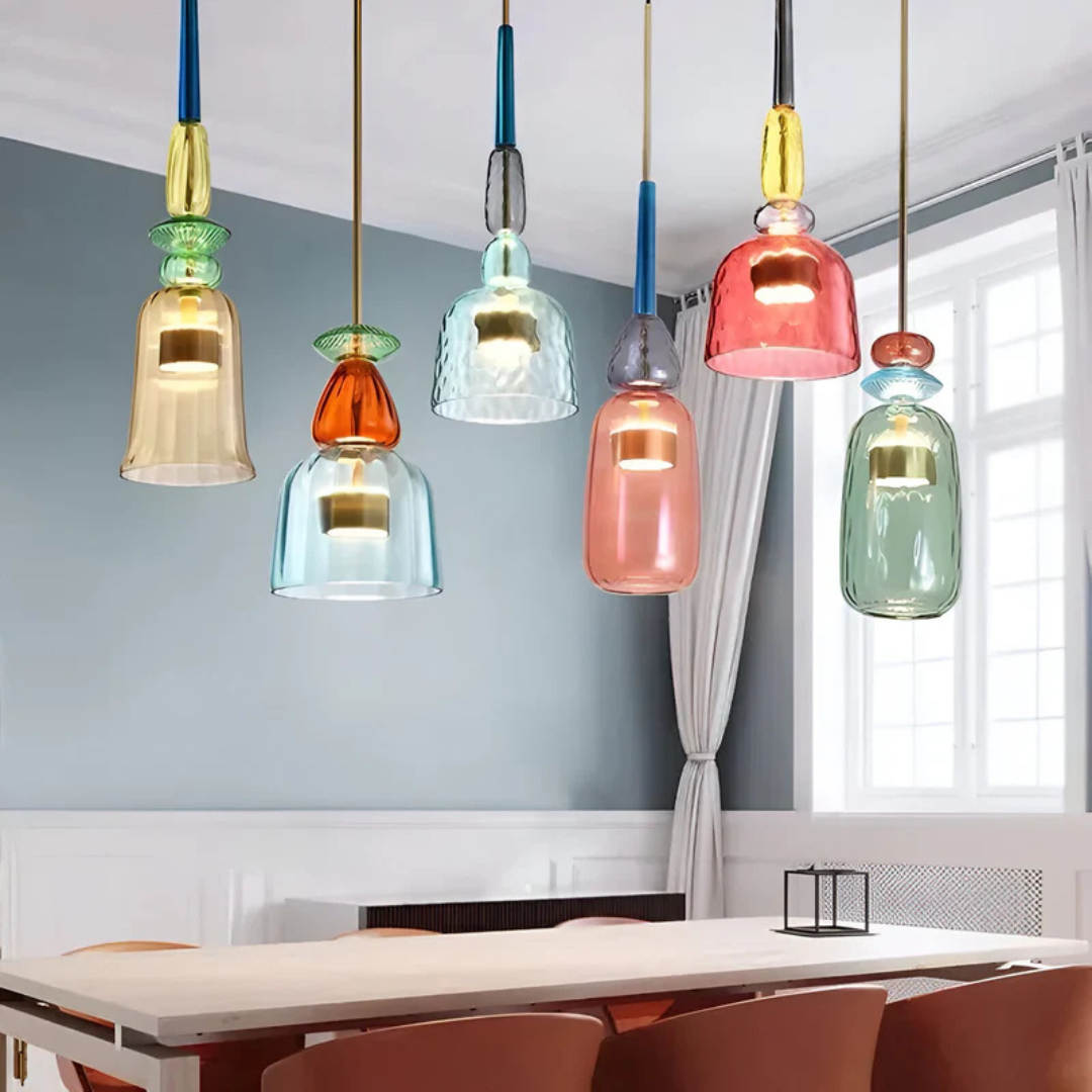 Vitrina | Lámpara colgante LED de vidrio colorido