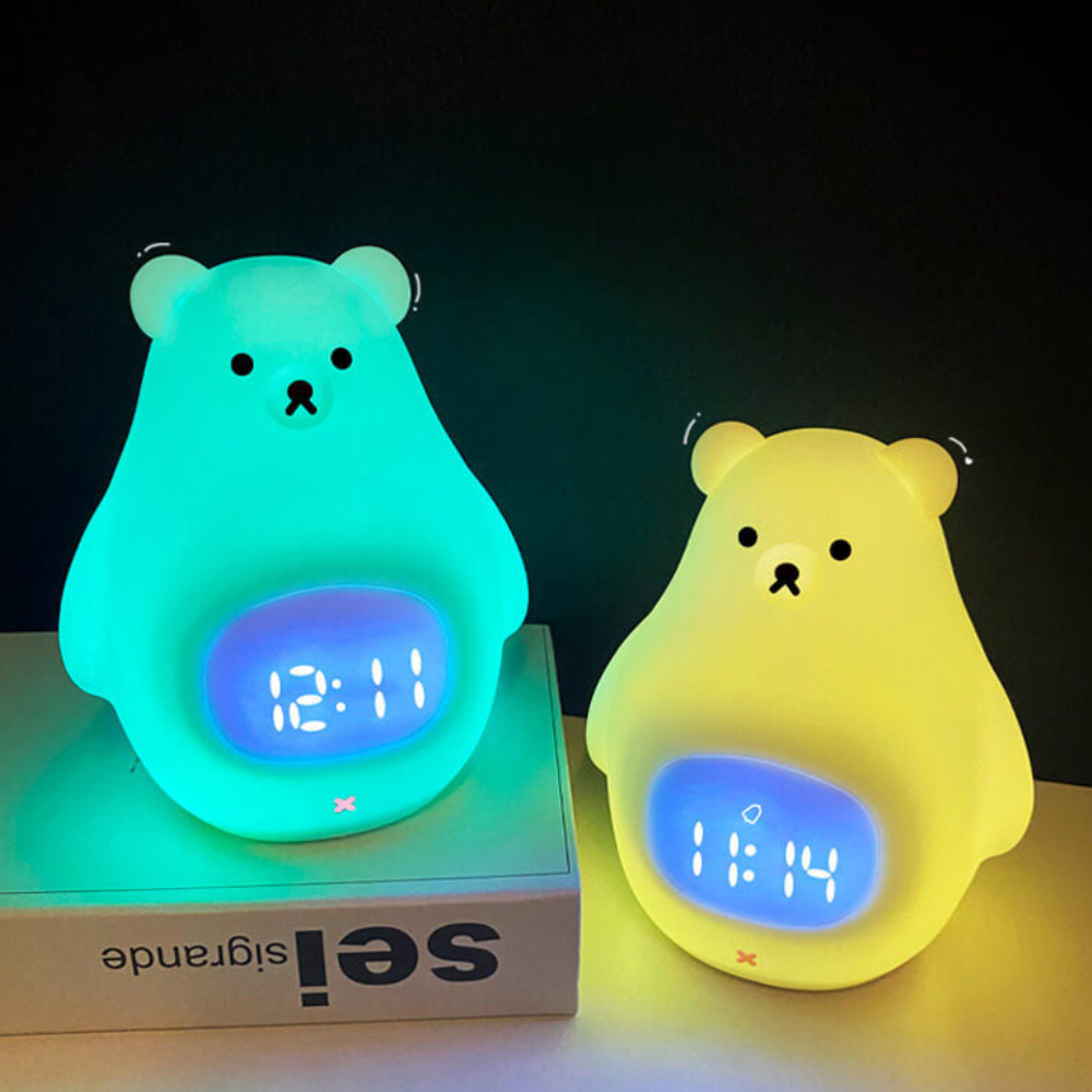 Reloj Despertador con Luz Nocturna de Oso Polar y Suave Iluminación LED