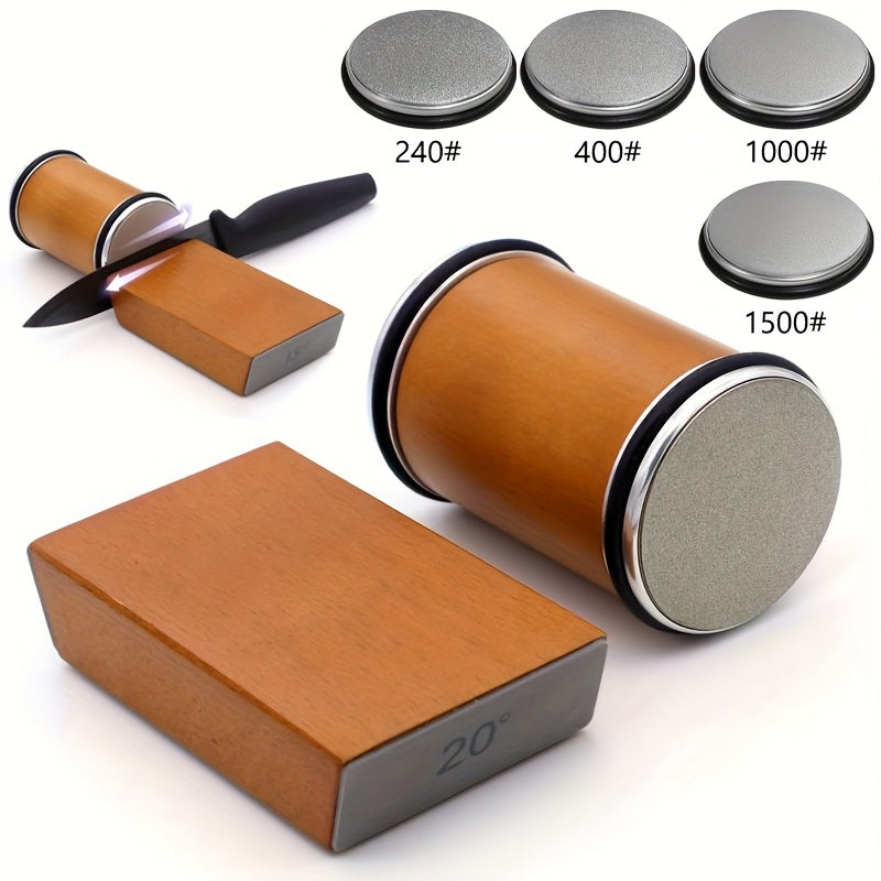 Set de piedra de afilar DuoCut | Piedra de diamante con soporte magnético | Ángulos de afilado de 15° y 20° | Madera y metal