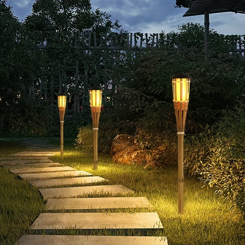 FLAMEGLOW – Luces LED de Bambú Solar para Ambientes Exteriores