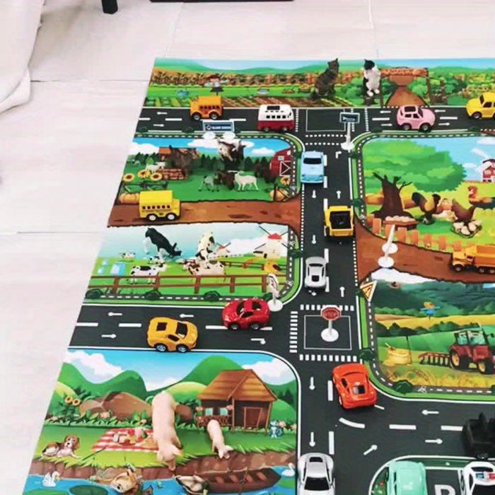 Alfombra Infantil con Tema de Granja y Tráfico - DuoPlay
