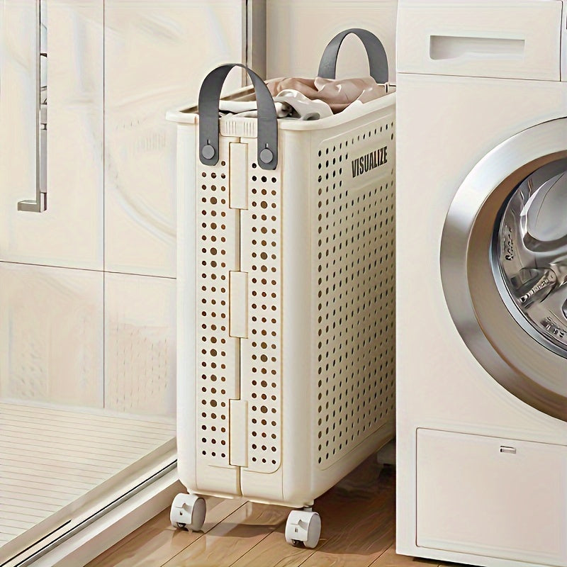 Caja de lavandería plegable con ruedas