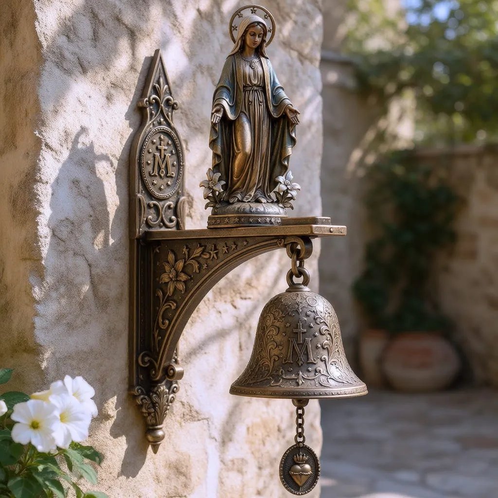 Campana de Pared Bronce con Motivo de María