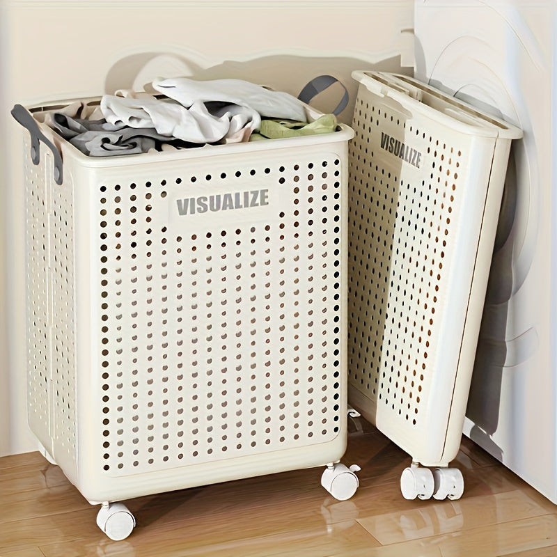 Caja de lavandería plegable con ruedas