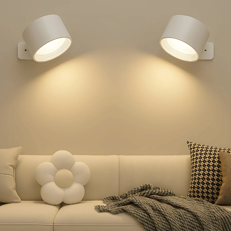 Lámpara de pared LED inalámbrica con batería y rotación de 360°