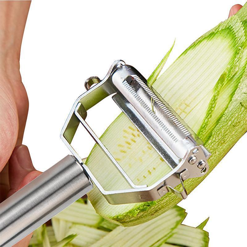 Pelador de verduras multifuncional de acero inoxidable ultra afilado & cortador en juliana