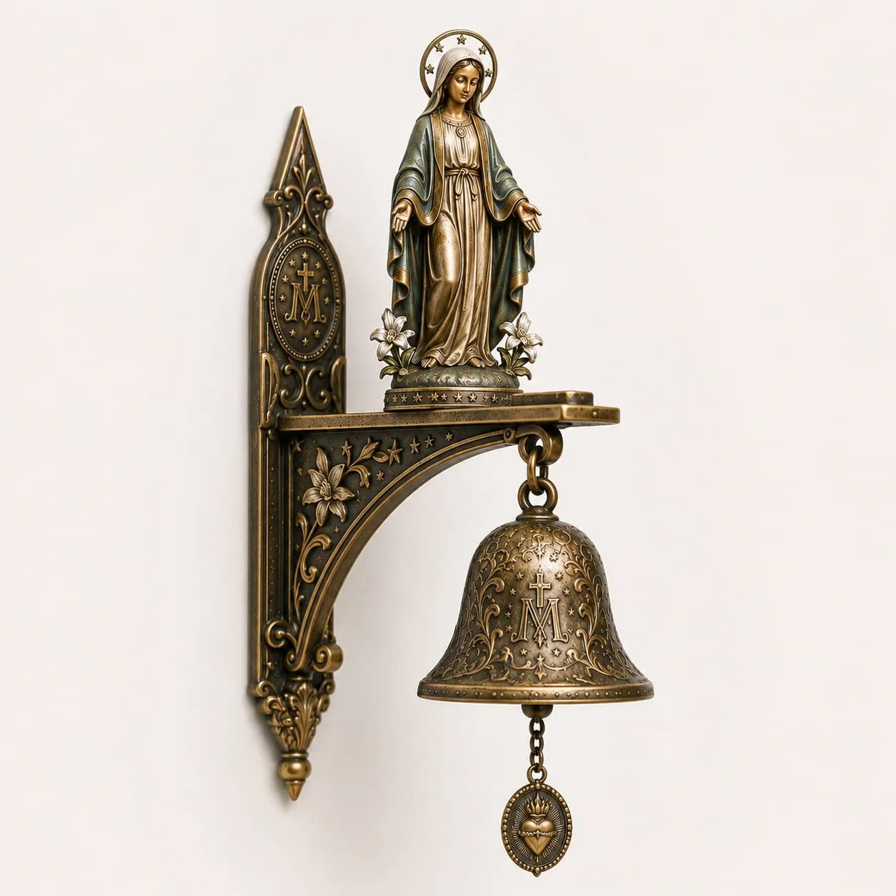 Campana de Pared Bronce con Motivo de María