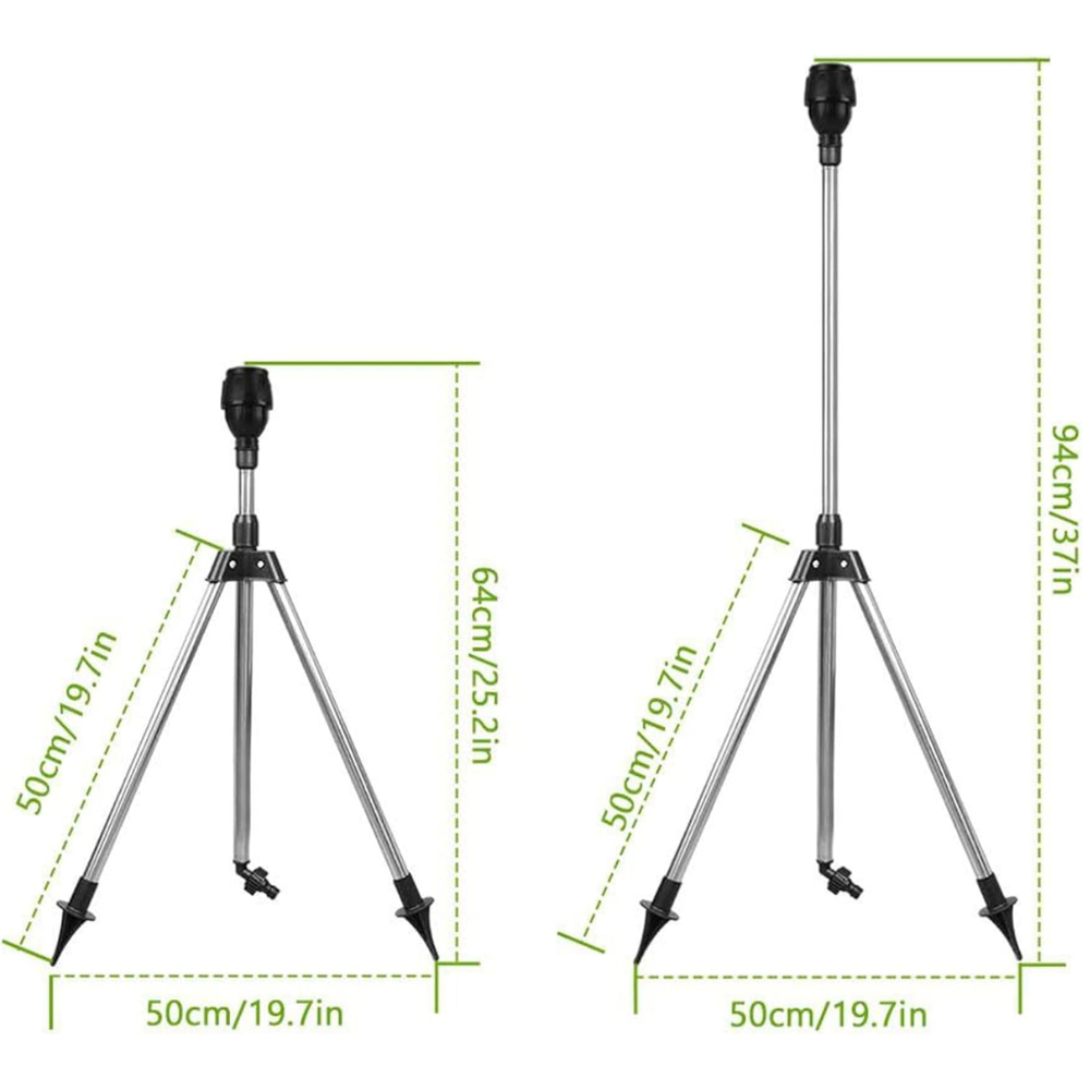 Aspersor de jardín giratorio 360 grados con trípode telescópico