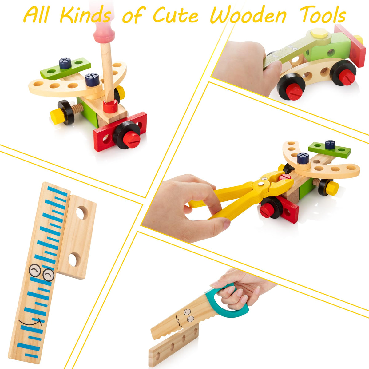 Caja de Herramientas de Madera para Niños - Creativa y Educativa