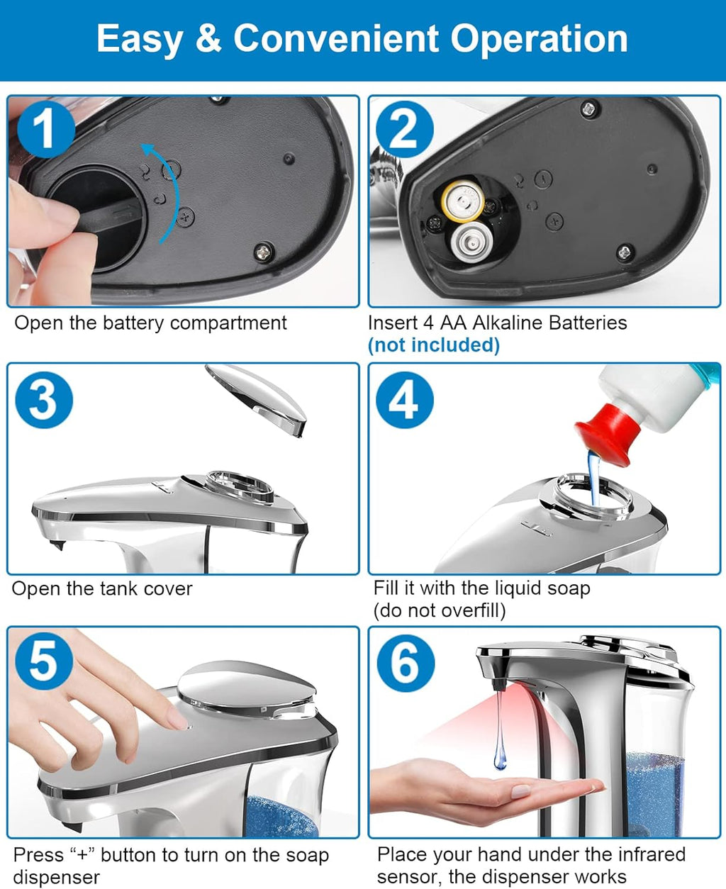 Dispensador Automático de Jabón para Platos Sin Contacto para Cocina y Baño