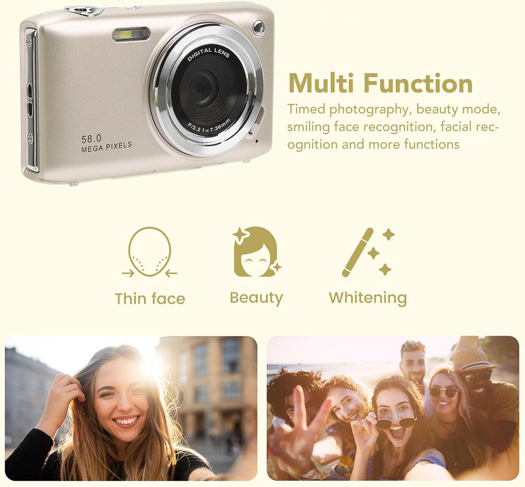 Cámara Digital Compacta 4K con Fotos de 58MP y Zoom 16X – Lumora