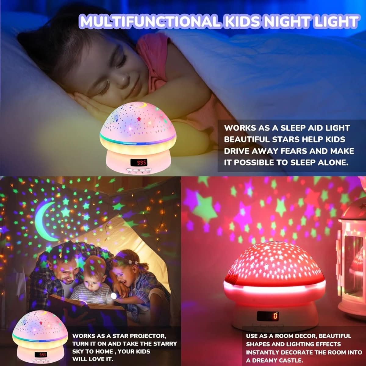 GLOWLIGHT – Proyector de estrellas mágico con 16 colores y función de temporizador