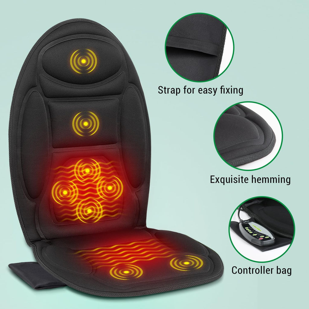Cojín de Masaje para Silla y Asiento de Coche con Calor