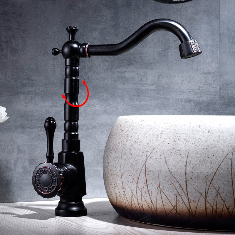 Lisslune | Grifo de lavabo estilo glamuroso con pico giratorio y manija de palanca