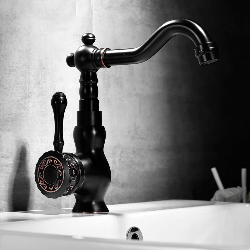 Lisslune | Grifo de lavabo estilo glamuroso con pico giratorio y manija de palanca