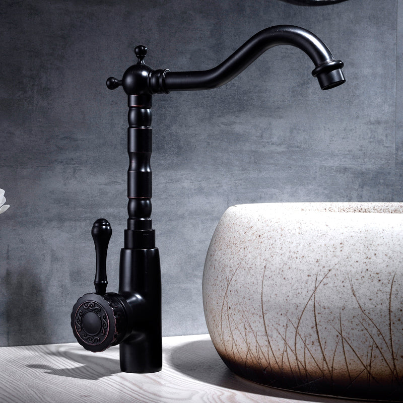 Lisslune | Grifo de lavabo estilo glamuroso con pico giratorio y manija de palanca