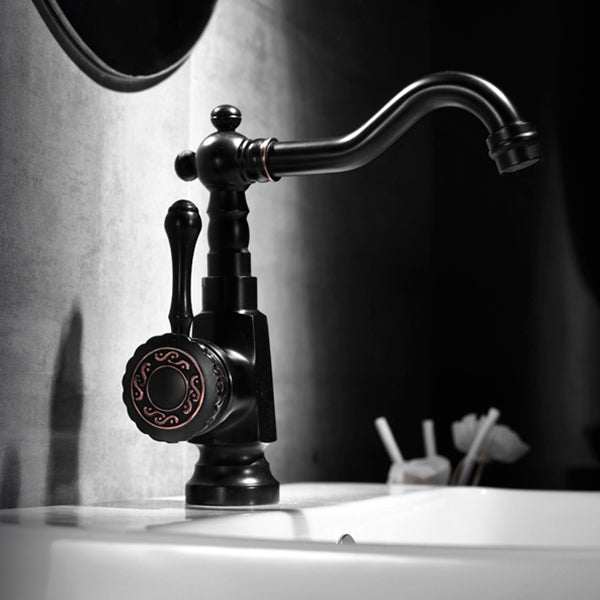 Lisslune | Grifo de lavabo estilo glamuroso con pico giratorio y manija de palanca