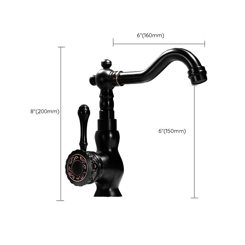 Lisslune | Grifo de lavabo estilo glamuroso con pico giratorio y manija de palanca