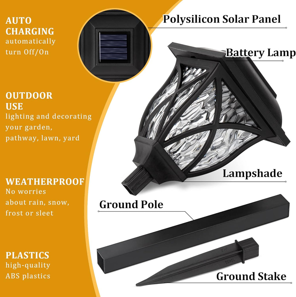 Paquete de 6 Luces de Jardín LED Solares para Caminos Exteriores