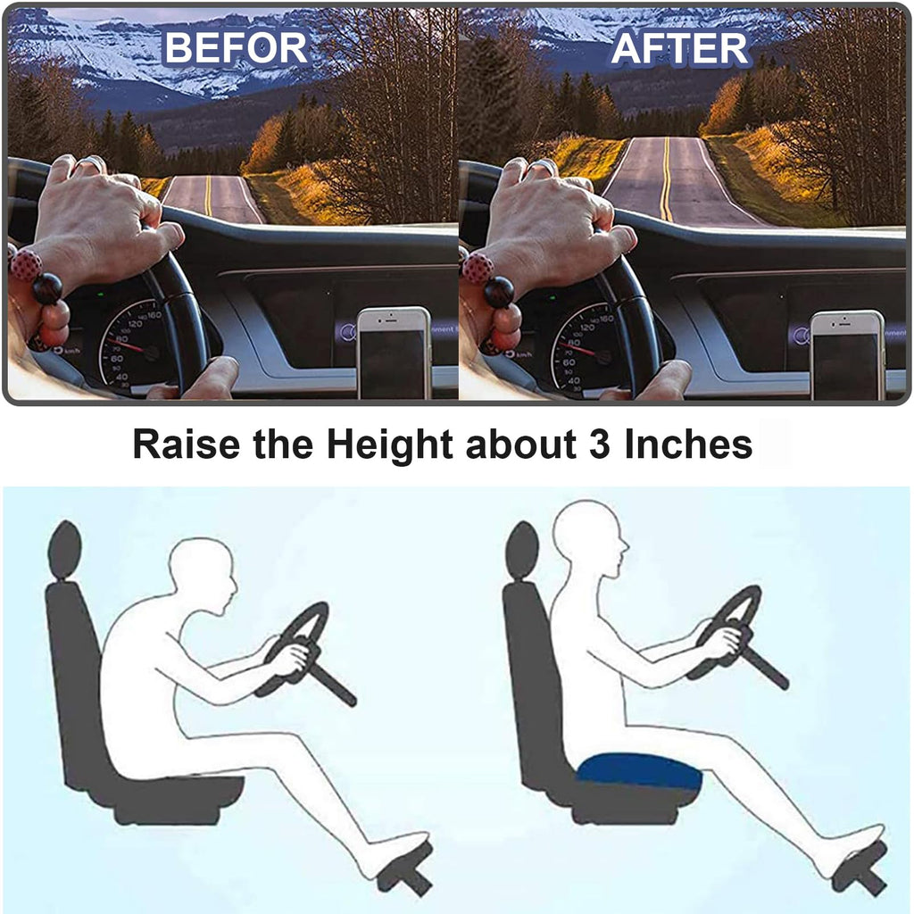 Aumento de Altura del Cojín de Coche – Cojín Elevador Ergonómico con Espuma de Memoria | Kalsten