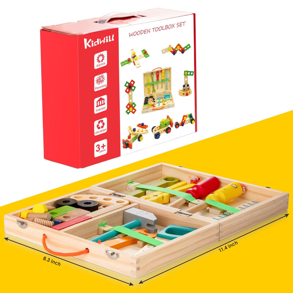 Caja de Herramientas de Madera para Niños - Creativa y Educativa