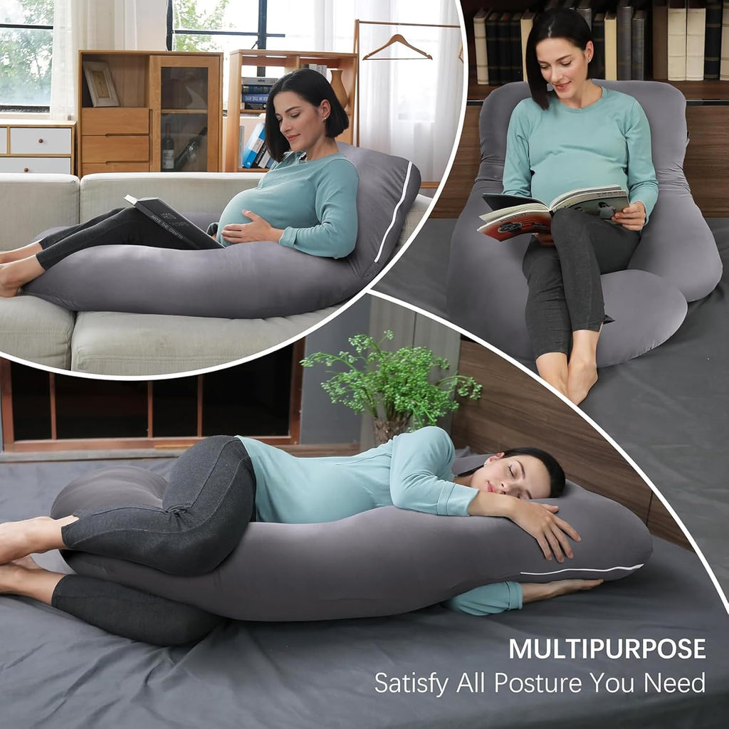 Almohada de Soporte para Embarazo en Forma de J para Dormir de Lado y Lactancia