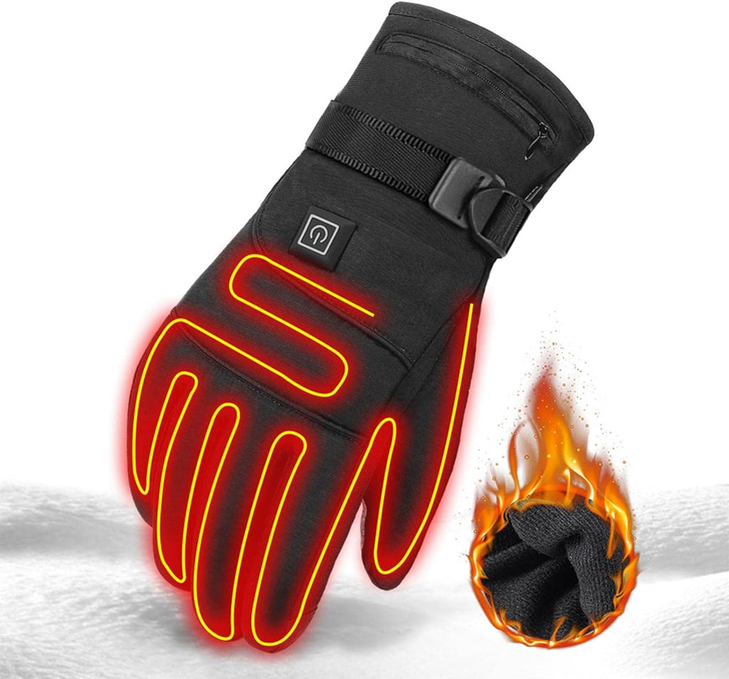 Guantes de Invierno Calefaccionados | Impermeables y Resistentes al Viento | 3 Niveles de Calor | Compatibles con Pantallas Táctiles